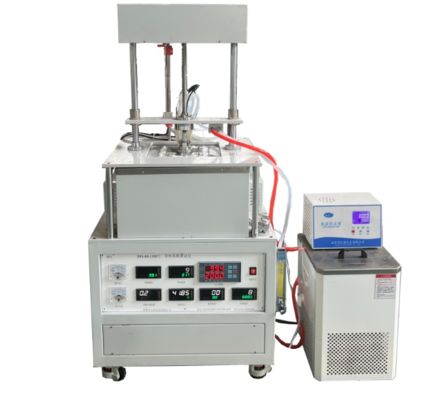 High temperature flat plate thermal conductivity tester with automatic pressure thickness measurement