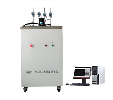 Heat Distortion and Vicat Softening Point Temperature Tester，Complies with the requirements of standards such as GB/T8802-2001, 1SO2570 rigid polyethylene (PVC)ECT